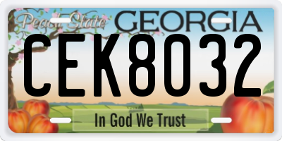 GA license plate CEK8032