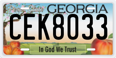 GA license plate CEK8033