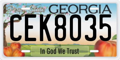GA license plate CEK8035