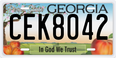 GA license plate CEK8042