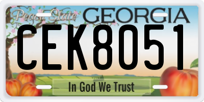 GA license plate CEK8051
