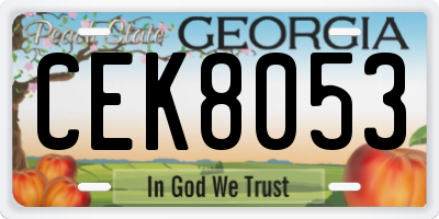 GA license plate CEK8053
