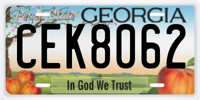 GA license plate CEK8062