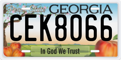 GA license plate CEK8066