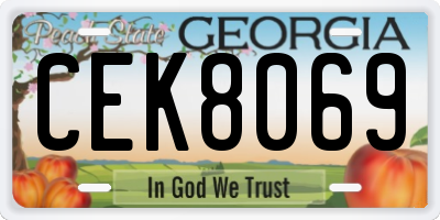GA license plate CEK8069