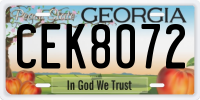 GA license plate CEK8072