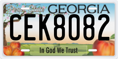 GA license plate CEK8082