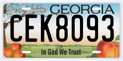 GA license plate CEK8093