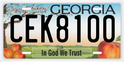GA license plate CEK8100
