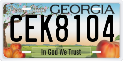 GA license plate CEK8104