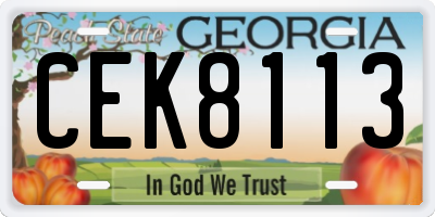 GA license plate CEK8113