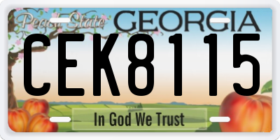 GA license plate CEK8115