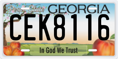 GA license plate CEK8116