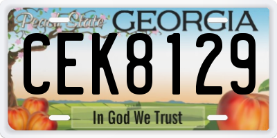 GA license plate CEK8129