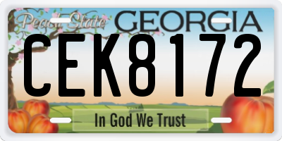 GA license plate CEK8172