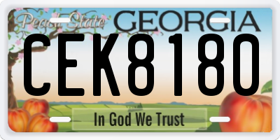 GA license plate CEK8180