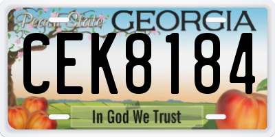 GA license plate CEK8184