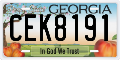 GA license plate CEK8191