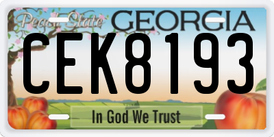 GA license plate CEK8193