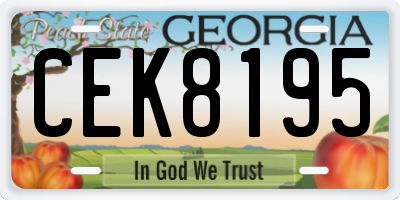 GA license plate CEK8195