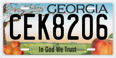 GA license plate CEK8206
