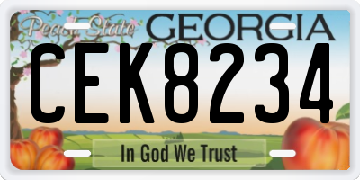 GA license plate CEK8234