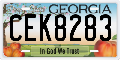 GA license plate CEK8283