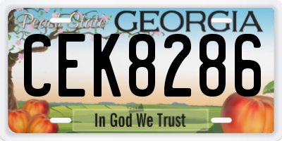 GA license plate CEK8286