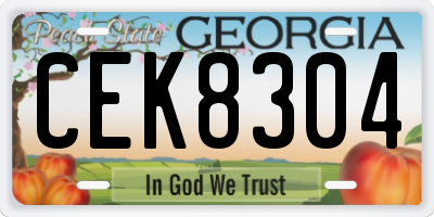 GA license plate CEK8304