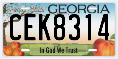 GA license plate CEK8314