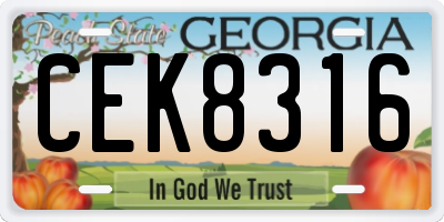 GA license plate CEK8316