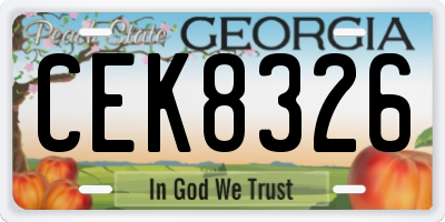 GA license plate CEK8326
