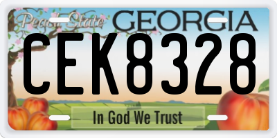 GA license plate CEK8328