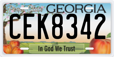 GA license plate CEK8342