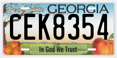 GA license plate CEK8354
