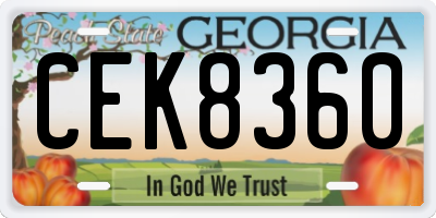 GA license plate CEK8360
