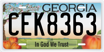 GA license plate CEK8363