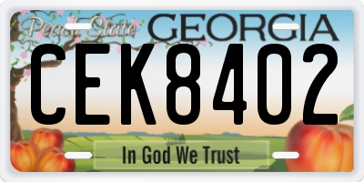 GA license plate CEK8402