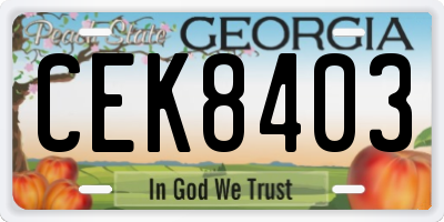GA license plate CEK8403