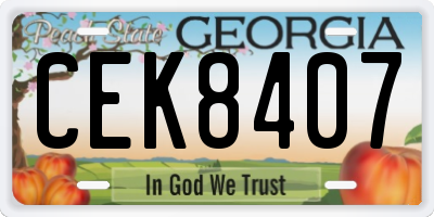 GA license plate CEK8407
