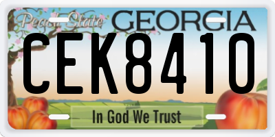 GA license plate CEK8410