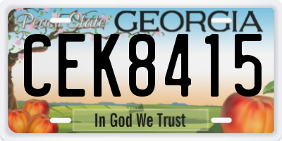 GA license plate CEK8415