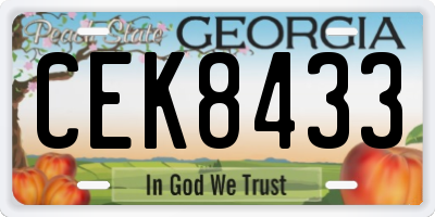 GA license plate CEK8433