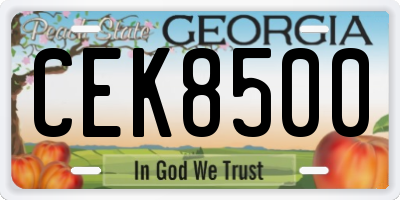 GA license plate CEK8500