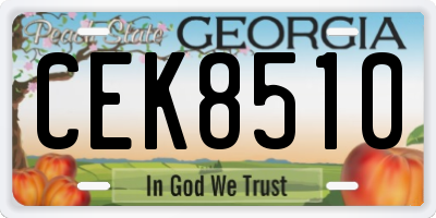 GA license plate CEK8510