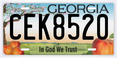 GA license plate CEK8520