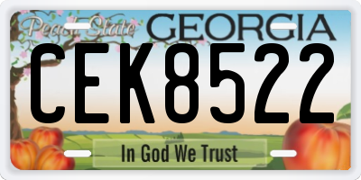 GA license plate CEK8522