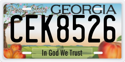 GA license plate CEK8526