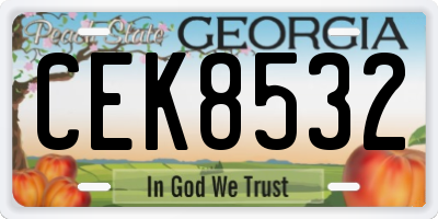 GA license plate CEK8532