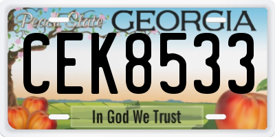 GA license plate CEK8533